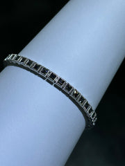 LIV Platinum Sterling Silver Mystic Topaz Princess Cut Unique Tennis Bracelet 7" L