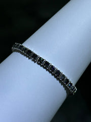 LIV Platinum Sterling Silver Mystic Topaz Princess Cut Square Tennis Bracelet 7"L