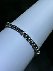 LIV Platinum Sterling Silver Mystic Topaz Princess Cut Square Tennis Bracelet 7"L