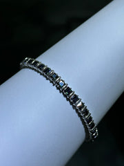 LIV Platinum Sterling Silver Mystic Topaz Princess Cut Square Tennis Bracelet 7"L