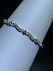 LIV Platinum Sterling Silver Simulated White Sapphire Halo Swirl Tennis Bracelet 7"L