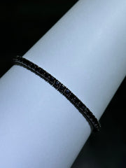 LIV Black Gold Sterling Silver Simulated Black Sapphire 3mm Round Tennis Bracelet 7"