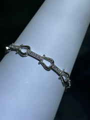 LIV Platinum Sterling Silver Simulated White Sapphire Horseshoe Halo Tennis Bracelet