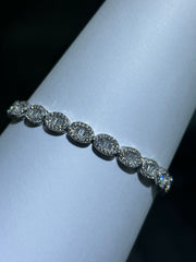LIV Platinum Sterling Silver Simulated White Sapphire Baguette Cut Tennis Bracelet