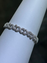 LIV Platinum Sterling Silver Simulated White Sapphire Pave Link Tennis Bracelet 7"L