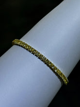 LIV 18k Gold Sterling Silver Simulated Yellow Sapphire 3mm Round Tennis Bracelet 7"L