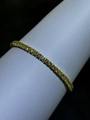 LIV 18k Gold Sterling Silver Simulated Yellow Sapphire 3mm Round Tennis Bracelet 7"L