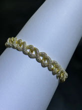 LIV 18k Gold Sterling Silver Simulated White Sapphire Pave Set Link Tennis Bracelet