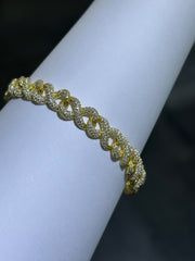 LIV 18k Gold Sterling Silver Simulated White Sapphire Pave Set Link Tennis Bracelet