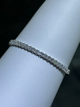 LIV Platinum Sterling Silver Simulated White Sapphire Ascher Cut Tennis Bracelet 7"