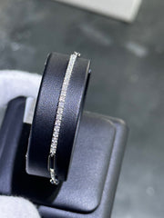 LIV 14k White Gold & Natural Diamonds Tennis Design Round Cut Paper Link Bracelet 7"