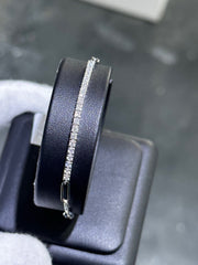 LIV 14k White Gold & Natural Diamonds Tennis Design Round Cut Paper Link Bracelet 7"