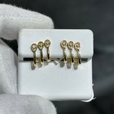 LIV 14k Solid Yellow Gold & Diamonds Tear Drop Design Cuff Stud Earrings