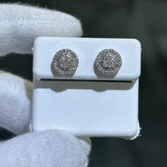 LIV 14k Solid White Gold & Diamonds Halo Design Round Stud Earrings 0.50ct tw