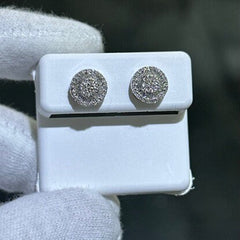 LIV 14k Solid White Gold & Diamonds Halo Design Round Stud Earrings 0.50ct tw