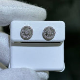 LIV 14k Solid White Gold & Diamonds Halo Design Round Stud Earrings 0.44ct tw