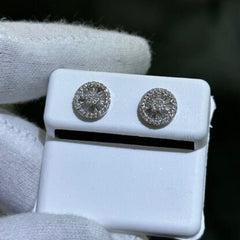 LIV 14k Solid White Gold & Diamonds Halo Design Round Stud Earrings 0.44ct tw