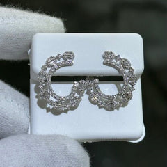 LIV 14k Solid White Gold & Diamonds Swirl Design Bridal Wedding Earrings 0.87ct tw