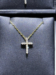 LIV 14k Yellow Gold Natural White Diamonds Simple Classic Cross Crucifix Pendant