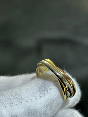 LIV 14k Tri Color Gold Inter Locking Triple Band Rolling Design Men's Band Ring Size 9