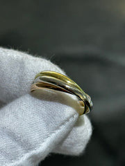 LIV 14k Tri Color Gold Inter Locking Triple Band Rolling Design Men's Band Ring Size 9