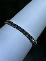 LIV Platinum Sterling Silver Mystic Topaz Princess Cut Square Tennis Bracelet 7"L