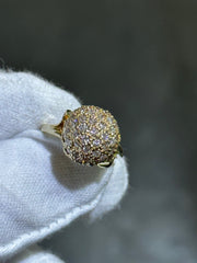 LIV 14k Yellow Gold Natural Diamonds Round Ball Halo Vintage Band Ring Size 6 Gift