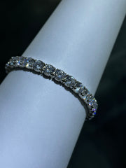 LIV Platinum Sterling Silver Simulated White Sapphire Round Cut 6mm Tennis Bracelet