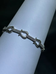 LIV Platinum Sterling Silver Simulated White Sapphire Horseshoe Halo Tennis Bracelet