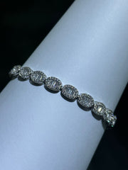 LIV Platinum Sterling Silver Simulated White Sapphire Baguette Cut Tennis Bracelet