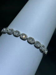 LIV Platinum Sterling Silver Simulated White Sapphire Baguette Cut Tennis Bracelet