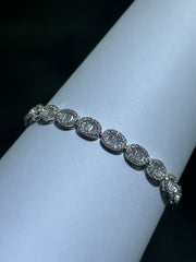 LIV Platinum Sterling Silver Simulated White Sapphire Baguette Cut Tennis Bracelet