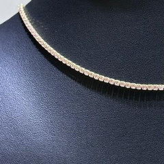 LIV 18k Yellow Gold Sterling Silver Pink Sapphire Choker Design Tennis Necklace Gift