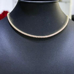 LIV 18k Yellow Gold Sterling Silver Pink Sapphire Choker Design Tennis Necklace Gift