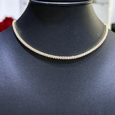 LIV 18k Yellow Gold Sterling Silver Pink Sapphire Choker Design Tennis Necklace Gift