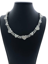 LIV Platinum Sterling Silver White Sapphire Emerald Baguette Heart Tennis Necklace