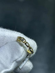 LIV 14k Yellow Gold Natural White Baguette Diamond Open Link Band Ring Size 7 Gift