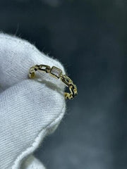 LIV 14k Yellow Gold Natural White Baguette Diamond Open Link Band Ring Size 7 Gift
