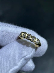 LIV 14k Yellow Gold Natural White Diamonds Emerald Cut Wedding Band Ring Size 7 Gift