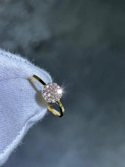 LIV 14k Yellow Gold Natural White Diamonds Pave Halo Band Stack Ring Size 7 Gift