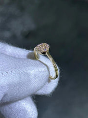 LIV 14k Yellow Gold Natural White Diamonds Pave Halo Band Stack Ring Size 7 Gift