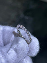 LIV 14k White Gold & Natural Diamonds Round Cut Eternity Band Stack Ring Size 5 Gift