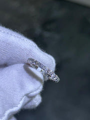 LIV 14k White Gold & Natural Diamonds Round Cut Eternity Band Stack Ring Size 5 Gift