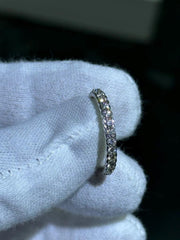 LIV 14k White Gold & Natural Diamonds Round Cut Eternity Cable Band Ring Size 6.5