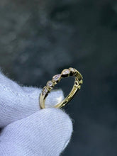 LIV 14k Yellow Gold & Natural White Diamonds Unique Wedding Band Ring Size 7 Gift