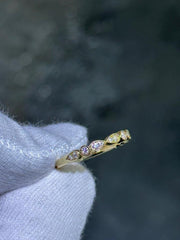 LIV 14k Yellow Gold & Natural White Diamonds Unique Wedding Band Ring Size 7 Gift