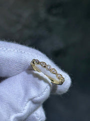 LIV 14k Yellow Gold & Natural White Diamonds Unique Wedding Band Ring Size 7 Gift