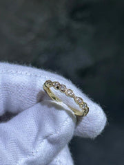 LIV 14k Yellow Gold & Natural White Diamonds Unique Wedding Band Ring Size 7 Gift