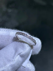 LIV 14k White Gold & Natural White Diamonds Hexagon Design Wedding Band Ring Size 7