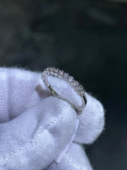 LIV 14k White Gold & Natural White Diamonds Hexagon Design Wedding Band Ring Size 7